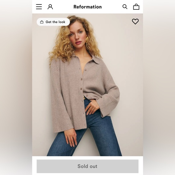 Reformation Sweaters - Reformation Fantino Cashmere Collared Cardigan Natural - Size S